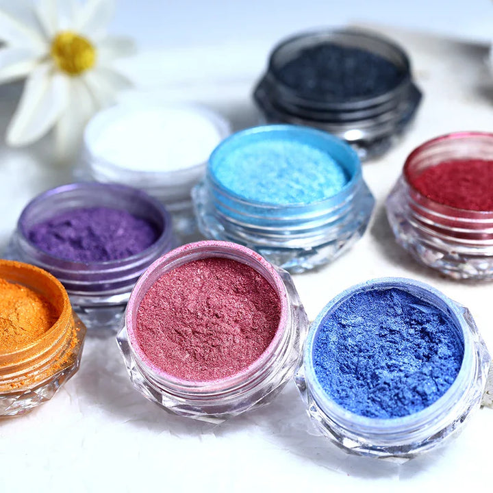 Rynx | Aurora Pearl White Nails Glitter Dust Chrome Gradient Rubbing on Powder Mirror Reflective Magnetic Pigment Nail Art Decorations
