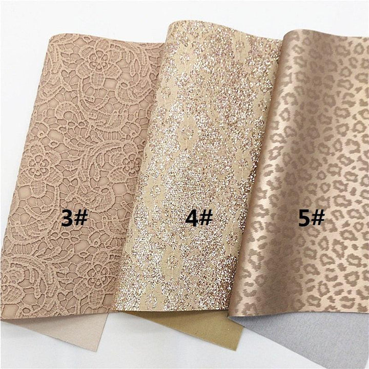 Lisslune | Leopard Print Glitter Lace Synthetic Leather Craft Sheets - Ultimate DIY Creations Kit
