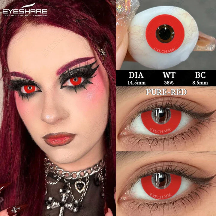 Rynx | 2pcs Halloween White Contact Lenses Anime Color Cosplay Black Lenses Crazy Red Beauty Makeup Lens Multicolor Lens