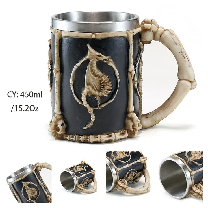 Lisslune | Medieval Dragon Resin Stainless Steel Mug as Coffee Mug or Tea Mug
