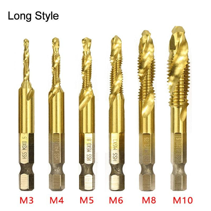 Lisslune | Precision Taps Set with Titanium Coating and Spiral Flute Design for Efficient Tapping and Chamfering