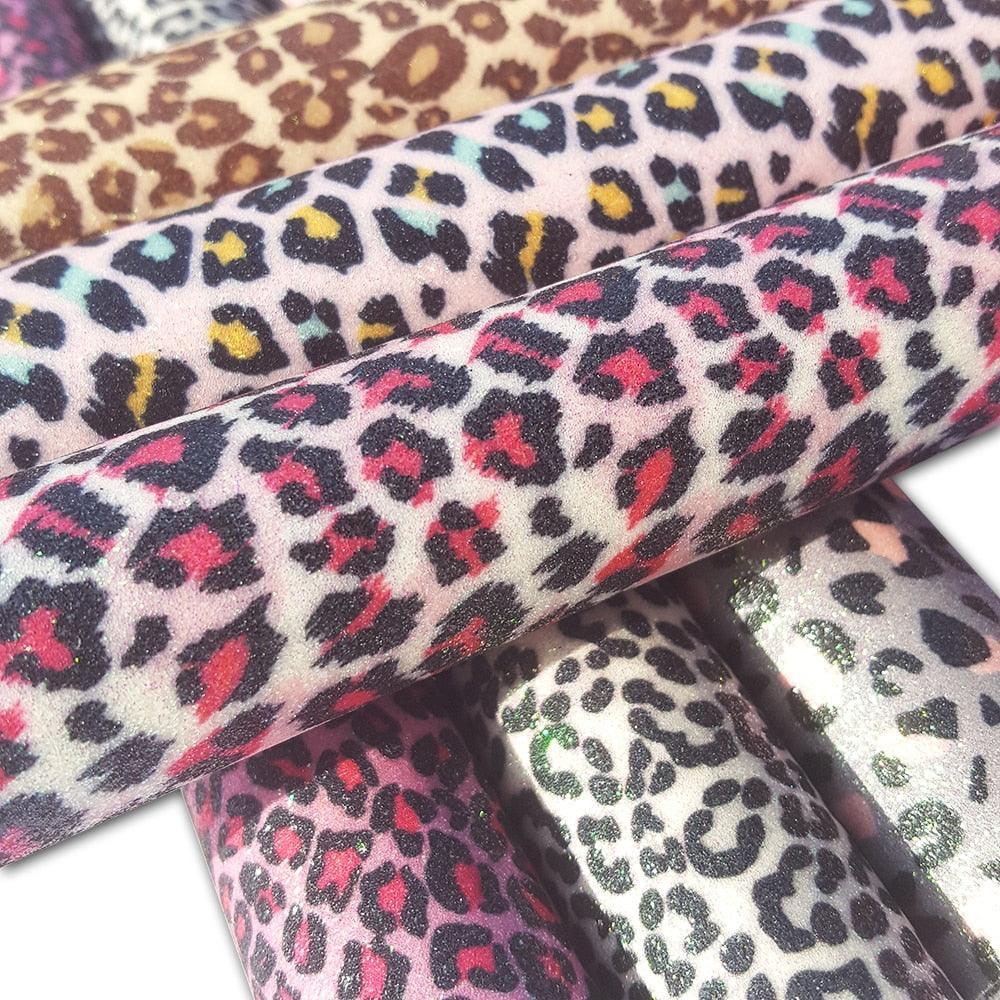 Lisslune | Glittering Leopard Print Synthetic Leather Craft Roll: Ignite Your Creative Spirit!