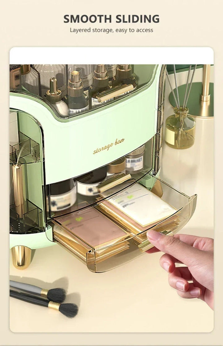 Lisslune | Luxury Transparent Makeup Organizer with Sliding Doors and Drawers