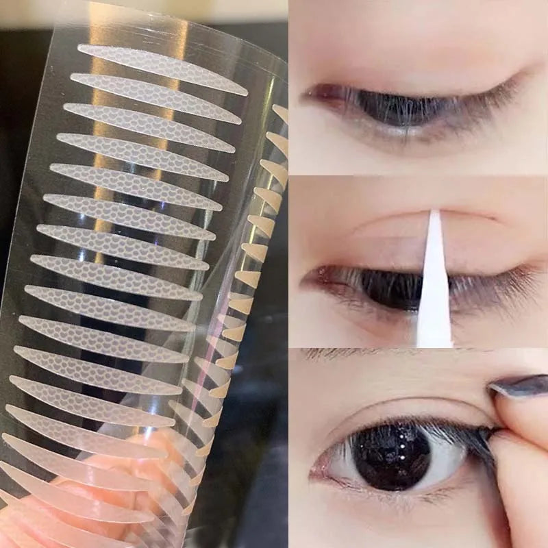 Rynx | Invisible Double Eyelid Patch Mesh Olive-shaped Eyelid Strips Self-adhesive Waterproof Sweat-resistant Natural Eyelifting Tape Makeup