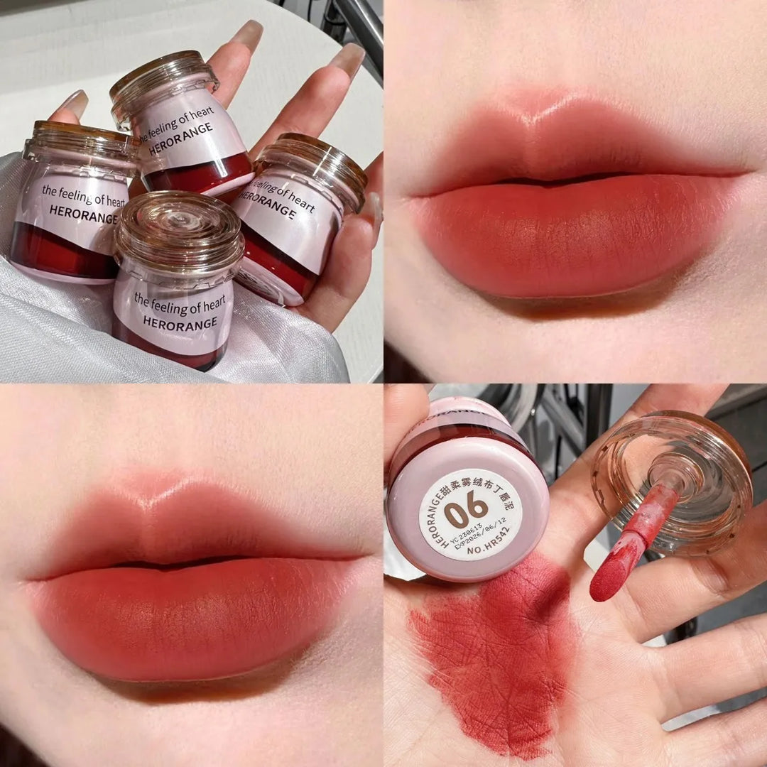 Rynx | 6 Colors Matte Lipstick Canned Pudding Lipstick Pink Lip Gloss Long-Lasting Lip Lacquer Does Not Fade Long-Lasting Lip Makeup Cosmetics