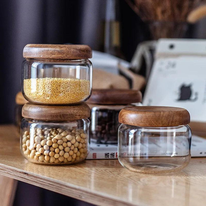 Lisslune | Airtight Glass Spice Jars with Acacia Wood Lid