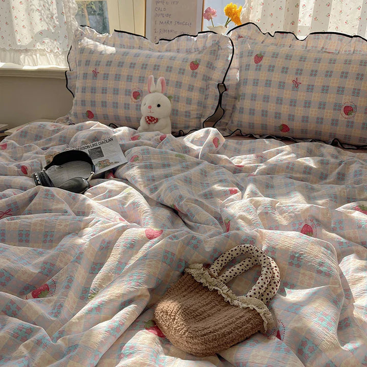 Lisslune | 1PC Ins Sommerdecke Falbala Rüschen Cool Feeling Decke Bare Sleeping Hautfreundlich Für Frauen Mädchen Schlafzimmer Deko Königin Größe