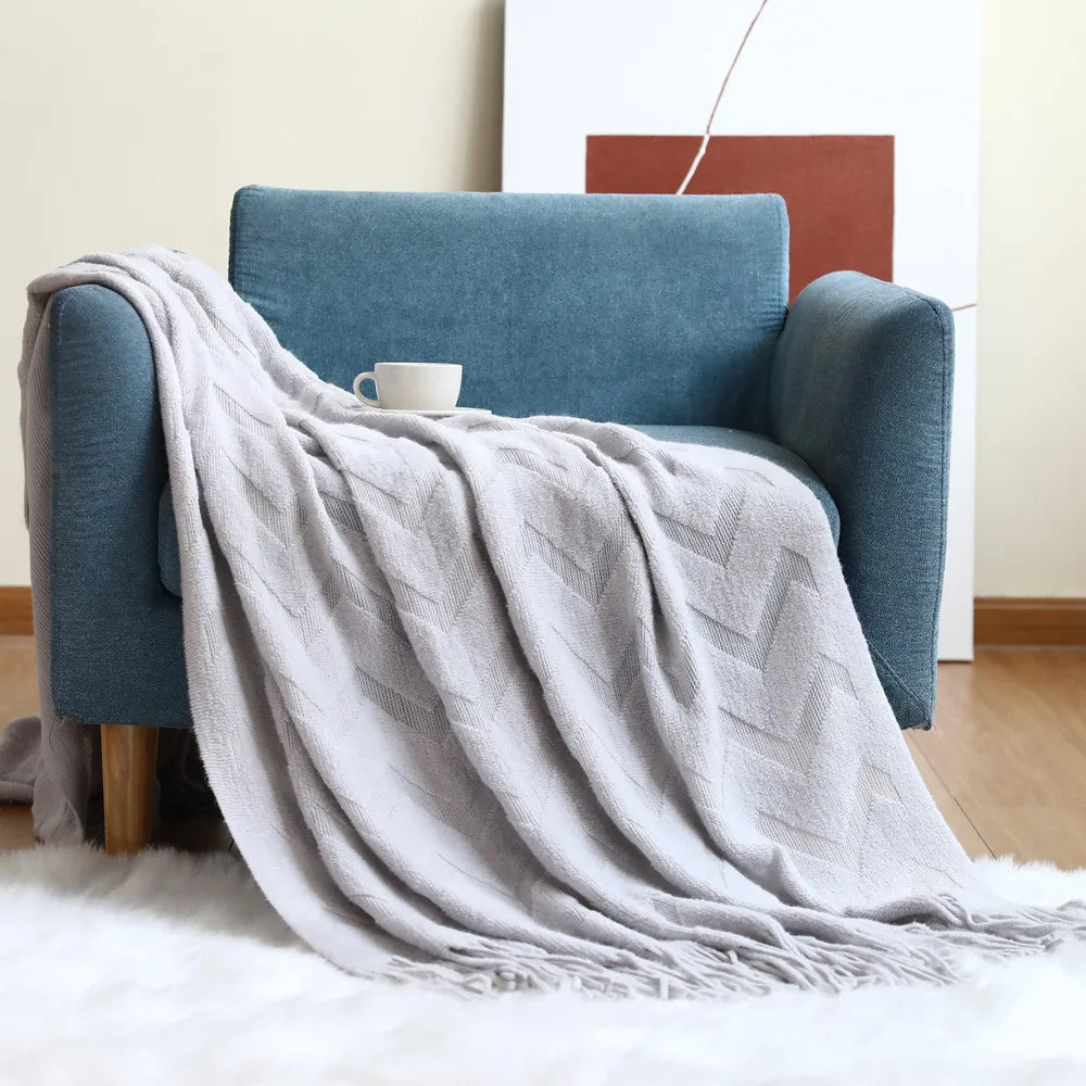 Rynx | Textile City geometric jacquard blanket herringbone knit throw office air conditioning nap blanket pashmina scarf home decor