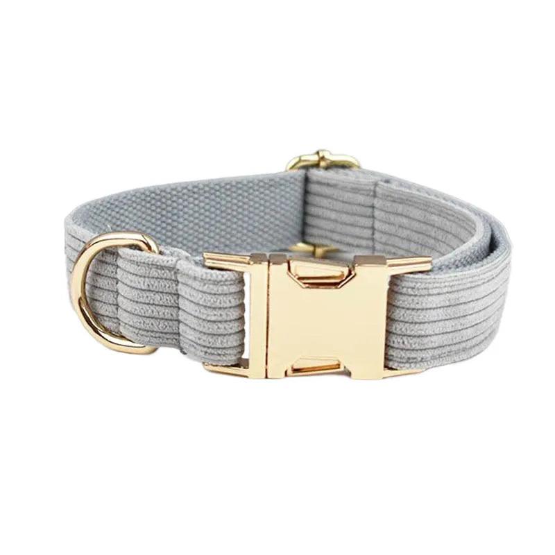 Lisslune | Personalized light gray cord collar and leash set with stylish accessories
