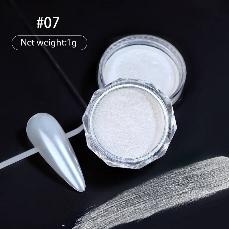 Rynx | 1jar Plating Aurora Chrome Nail Powder High Gloss Moonlight Mirror Fine Glitter Pigment Aurora Pearl Rub Dust Chrome Nails