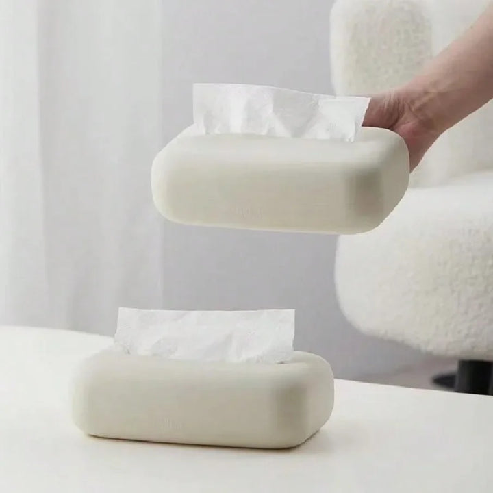 Rynx | Nordic Tissue Box Cover Soft Silicone Reusable Wipe Container Beige Tissue Box Holder Bathroom Living Room Kitchen Decoration