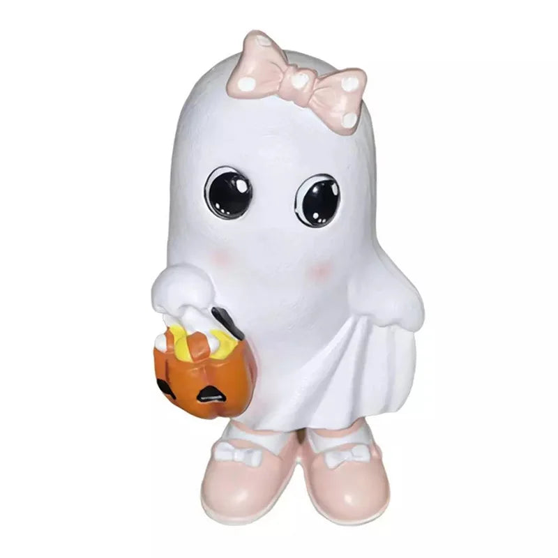 Rynx | Halloween Ghost Ornament Creative Pumpkin Bat Cat Bow Style Resin Ornament Home Living Room Bedroom Office Desk Decoration