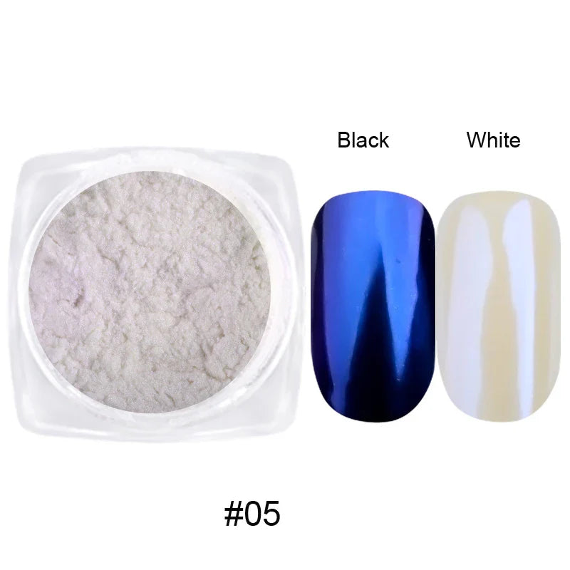 Rynx | 1jar Plating Aurora Chrome Nail Powder High Gloss Moonlight Mirror Fine Glitter Pigment Aurora Pearl Rub Dust Chrome Nails