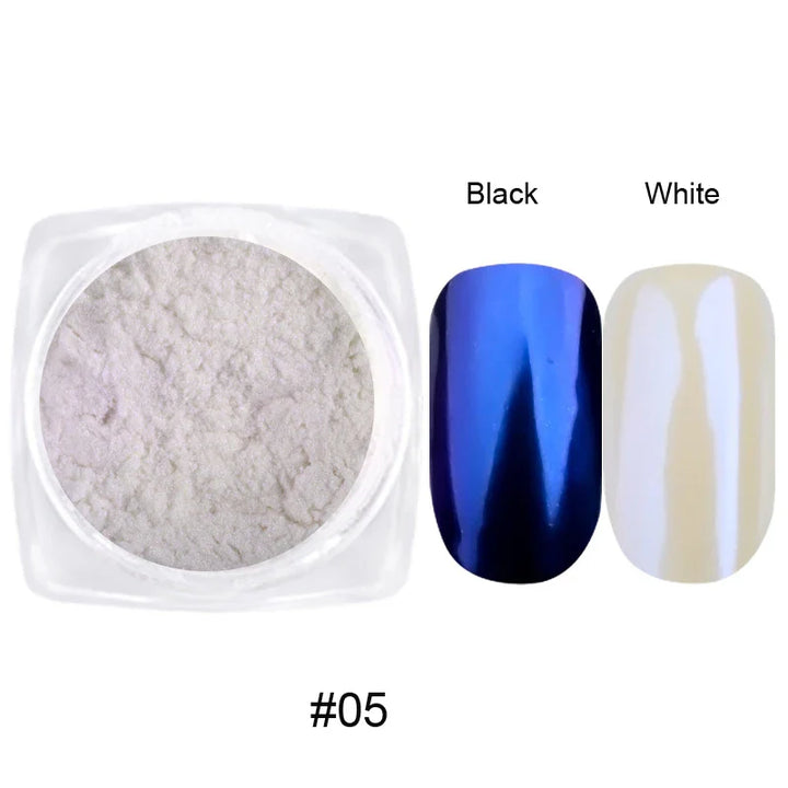 Rynx | 1jar Plating Aurora Chrome Nail Powder High Gloss Moonlight Mirror Fine Glitter Pigment Aurora Pearl Rub Dust Chrome Nails