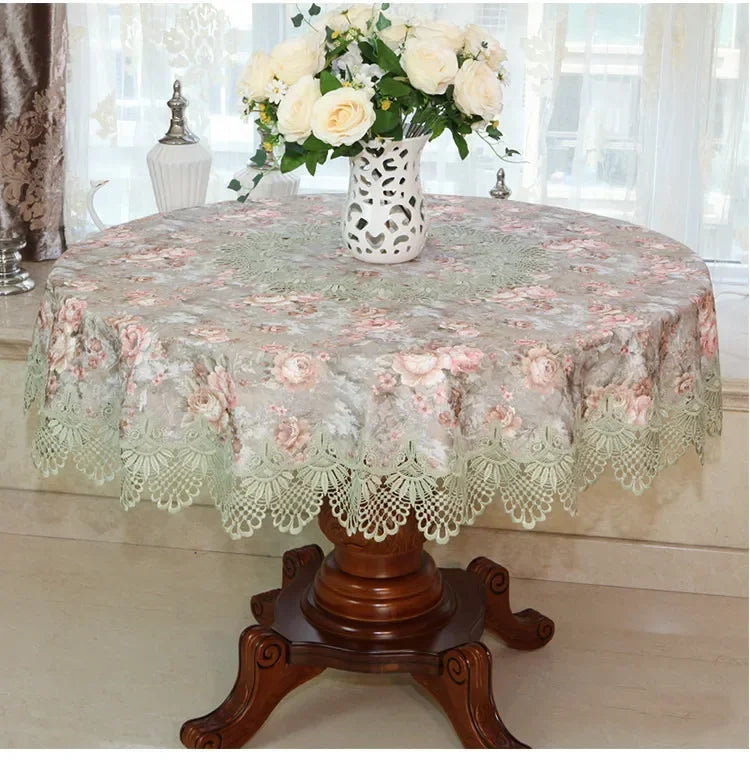 Rynx European Style Round Tablecloth, Elegant Lace Tablecloth, Dining Table Cloth, Kitchen Table Cover, Decorative Towel