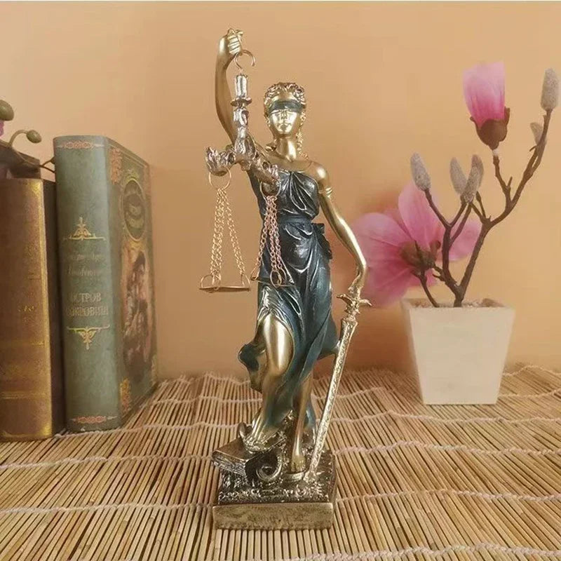 Lisslune | ERMAKOVA European antique bronze Greek goddess of justice statue Fair Angels resin sculpture ornaments desktop home decoration gift