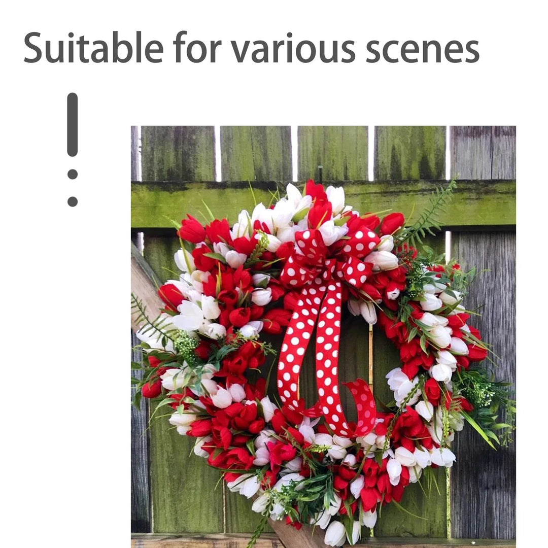 Rynx | Simulation Tulip Wreath For Front Door Artificial Wreath Wedding Decoration Round Rattan Wreath Decor For Door Garden