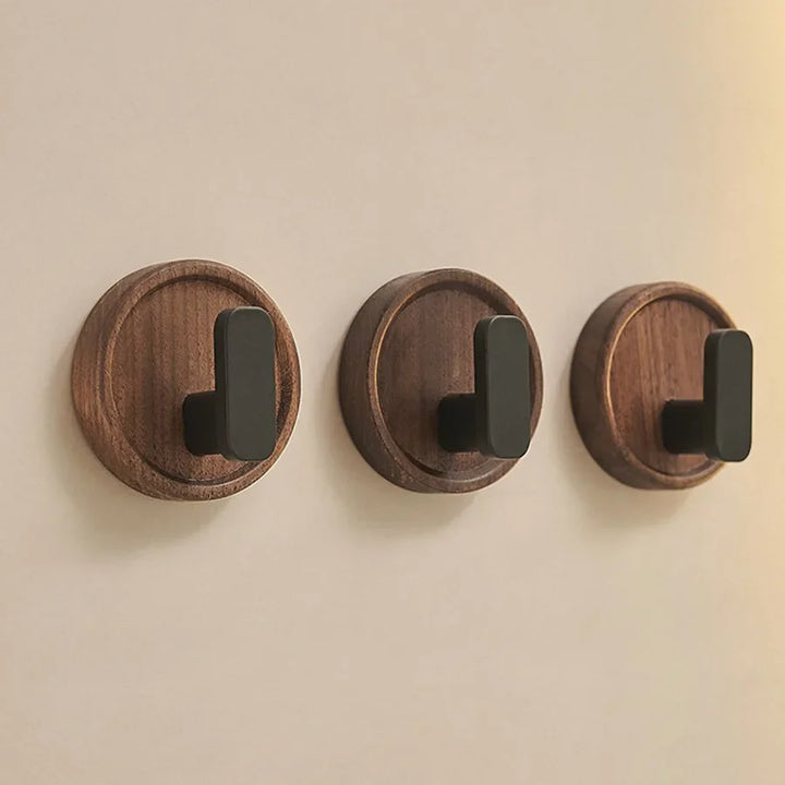 Rynx Self-adhesive Solid Wood Hook Walnut Key Decorative Towel Holder Hook Door Hanger Wall Coat Rack Kitchen Bathroom Organizer