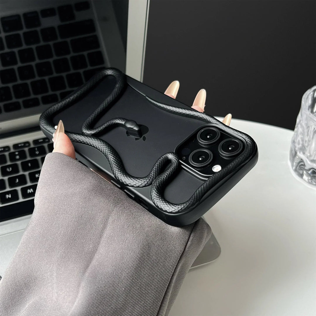 Lisslune | Plating Weicher Gummi Rahmen Hohler Schlange Handyhülle Für iPhone 11 12 13 14 15 16 Pro Max Objektivschutz Unregelmäßige Stoßfeste Hülle