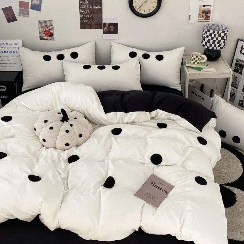 Rynx | Simple Style Bedding Set Towel Embroidered Duvet Cover Set Breathable Bedding Queen Size Bed Sheet Set Home Bedding 이불세트