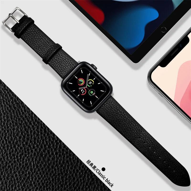 Lisslune | Crimson Glitter Leather Apple Watch Band - Luxe Sparkle Strap