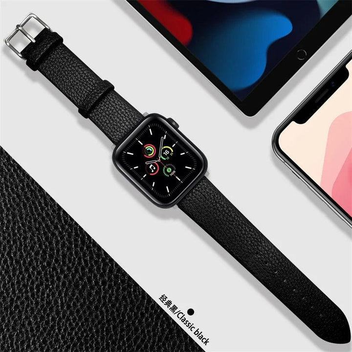 Lisslune | Crimson Glitter Leather Apple Watch Band - Luxe Sparkle Strap