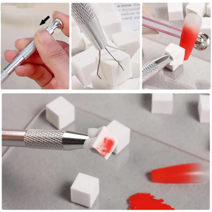 Rynx | 50 pieces square nail art sponges + grab pen set gradient nail brush gel polish design nail sponge grab pen manicure accessories