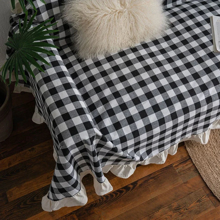 Rynx | Black White Cotton Sofa Cover Blanket Sofa Towel for Living Room Furniture Decor Tapestry Couch Cover for Sofas
