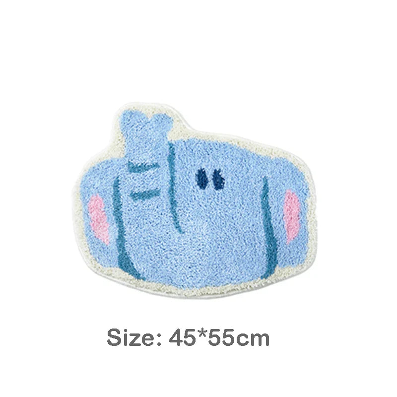 Rynx | Tuffing Cartoon Animal Bathroom Mat Elephant Crocodile Carpet Bath Mat Rug Floor Pad Doormat Kawaii Living Room Kids Room Decor