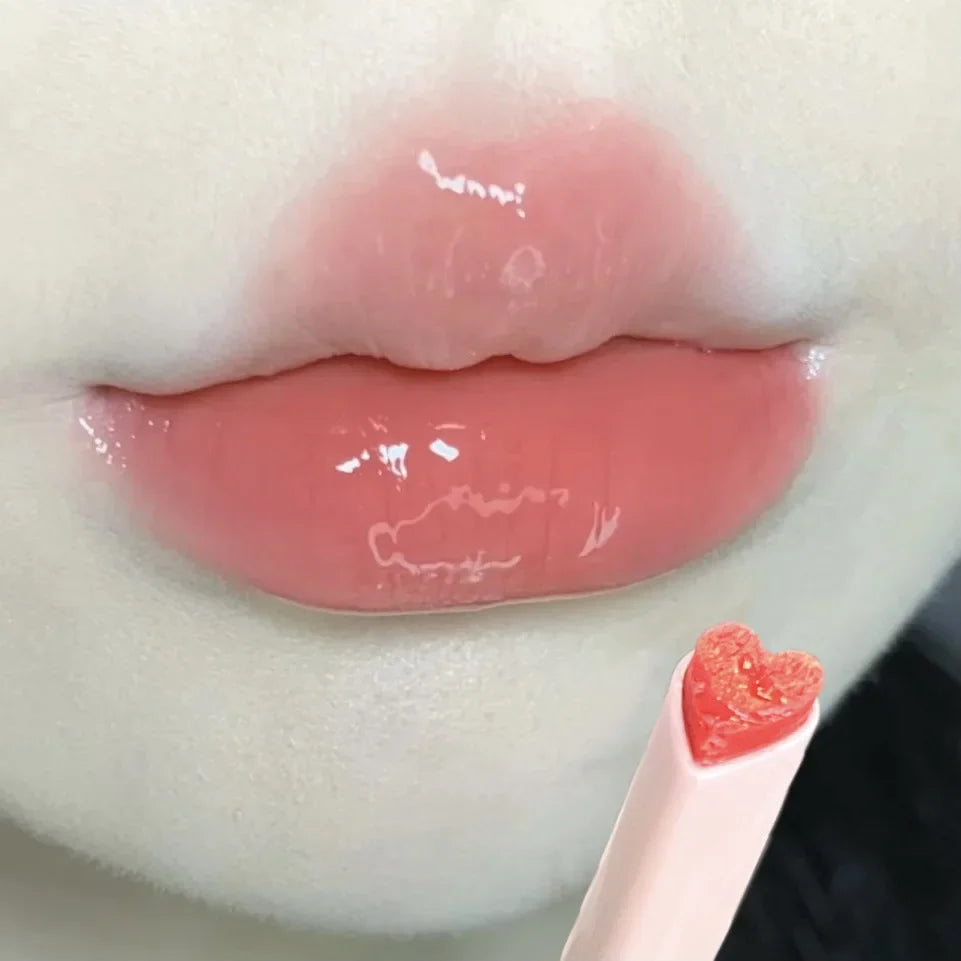 Rynx | Water-light Lip Glaze Mirror Glitter Lip Color Long-lasting Moisturizing Love Heart Shape Solid Lipstick Pencil Lip Makeup Cosmetics
