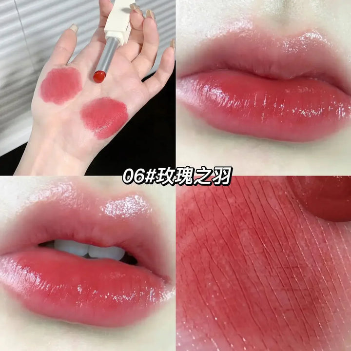 Rynx | New Jelly Mirror Black Tube Lipstick Long-lasting Non-sticky Cup Moisturizing Water Light Lip Balm Korean Lip Makeup Cosmetics 1 Piece