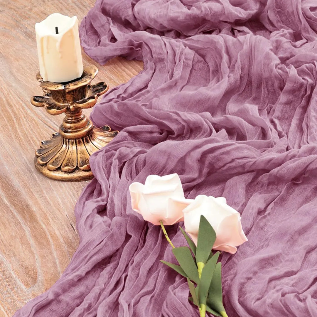 Rynx | Semi-transparent cheesecloth table runner for weddings, sage green Elegant country house decoration, Perfect for birthday parties Banquets arches Cake decor