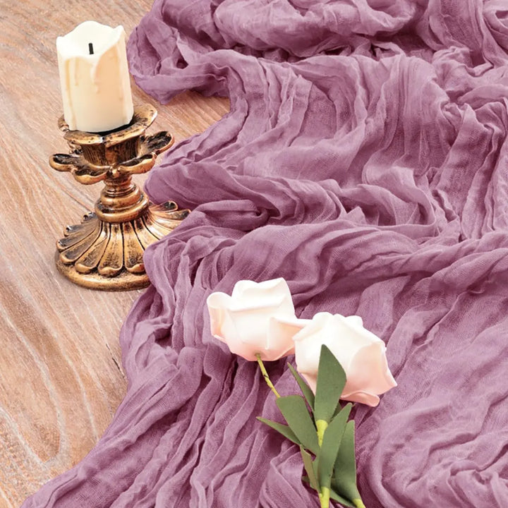 Rynx | Semi-transparent cheesecloth table runner for weddings, sage green Elegant country house decoration, Perfect for birthday parties Banquets arches Cake decor