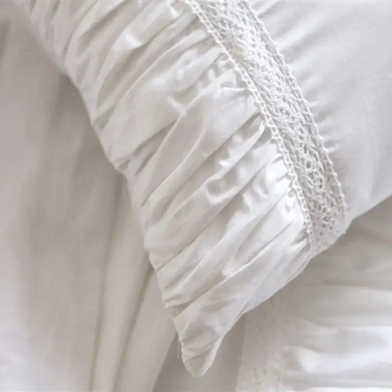 Rynx Super Luxury White Lace Ruffle Square Pillowcase, Wedding Decorative Bedding Textile, Sofa Pillowcase, Princess,
