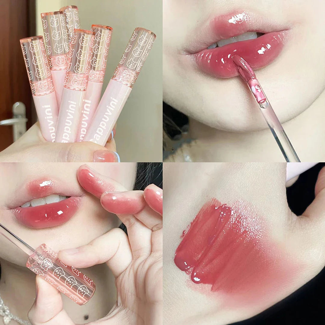 Rynx | Cherry Pink Mirror Water Lip Gloss 10 Colors Transparent Glass Lip Oil Waterproof Liquid Lipstick Nude Brown Clear Shade Makeup