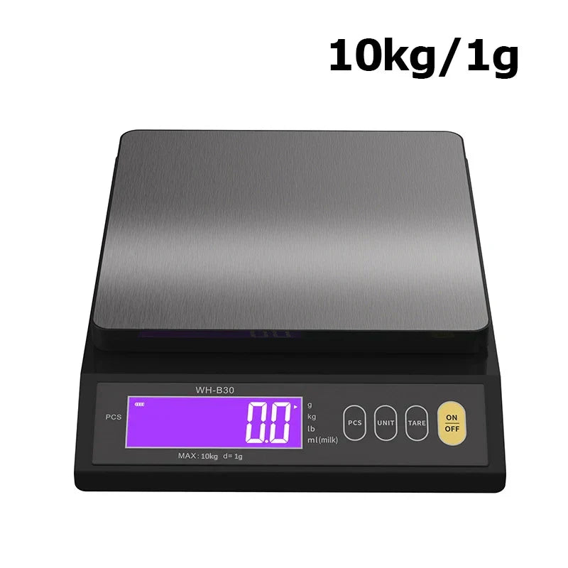 Lisslune | 5 kg/0.1 g and 10 kg/1 g digital electronic kitchen scale, LCD display, fully waterproof stainless steel weighing tool for baking