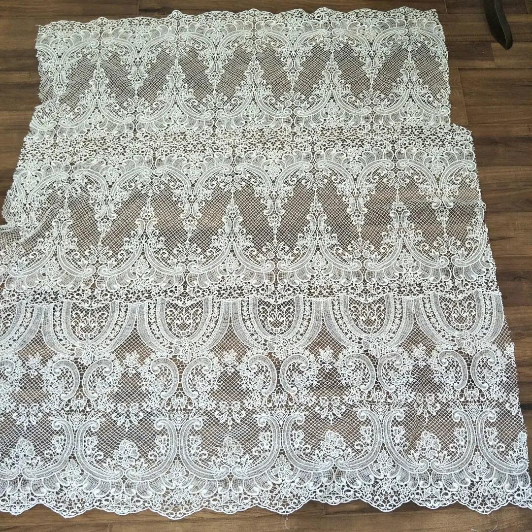 Lisslune | Ivory Wedding Lace Fabric - Premium Chemical Lace for Dresses, Sold by the Meter, 135cm Wide