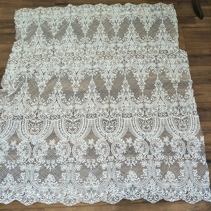Lisslune | Ivory Wedding Lace Fabric - Premium Chemical Lace for Dresses, Sold by the Meter, 135cm Wide