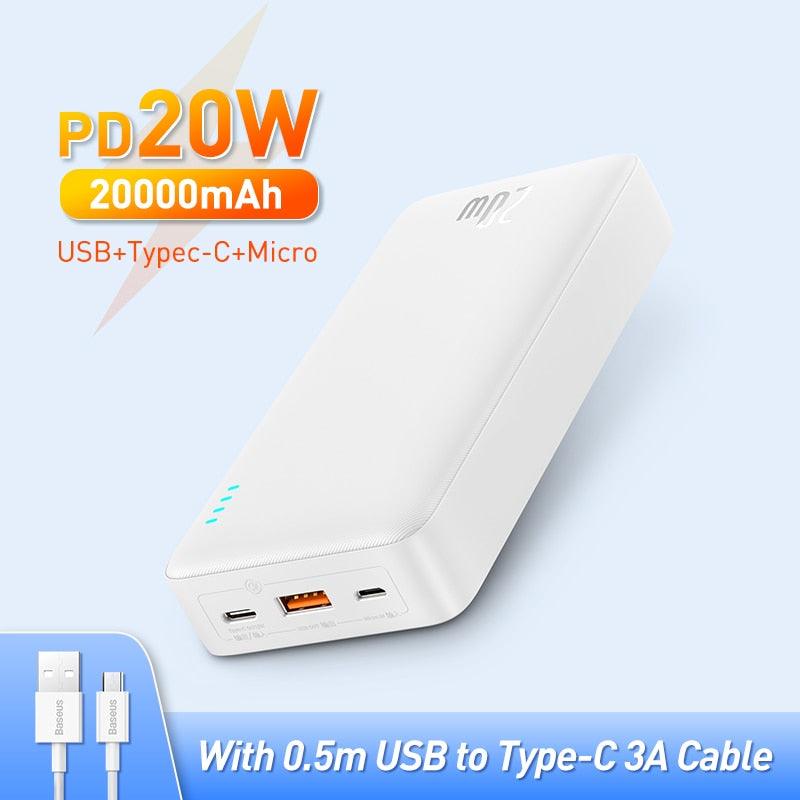 Lisslune | 20,000mAh Baseus Power Bank - High-Speed Dual Input/Output Charging for Ultimate Portability