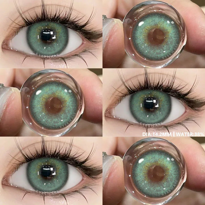 Rynx | New 1 Pair of Contact Lenses in Natural Color for Eyes Blue Lenses Gray Pupil Lens Brown Lens Yearly Cosmetic Green Contacts
