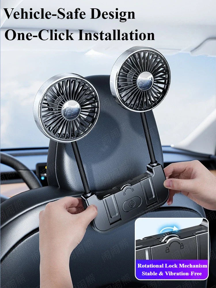 Lisslune | Dual-Head Rear Seat Fan – Eary – (USB-C Rechargeable)