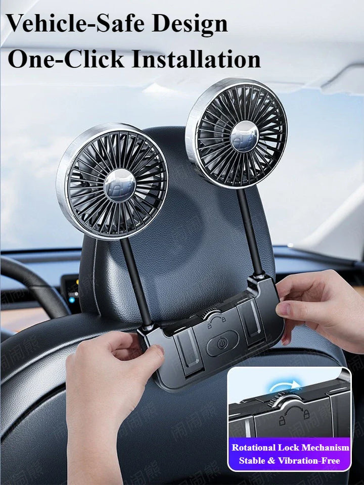 Lisslune | Dual-Head Rear Seat Fan – Eary – (USB-C Rechargeable)