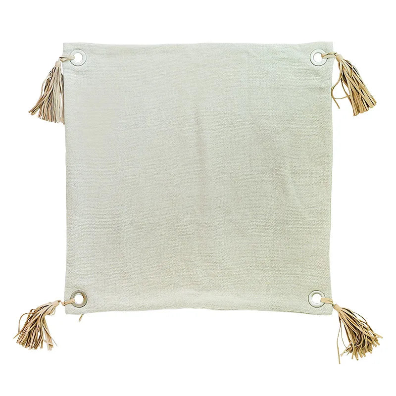 Rynx | Cotton-Linen Cushion Cover French Style Cushion Cover with Tassels Square Back Cushion Pillowcase Decor Living Space 45x45cm