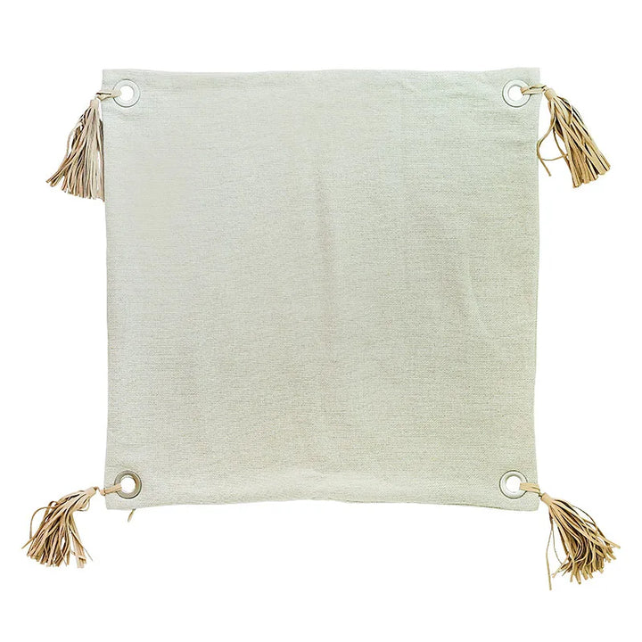 Rynx | Cotton-Linen Cushion Cover French Style Cushion Cover with Tassels Square Back Cushion Pillowcase Decor Living Space 45x45cm