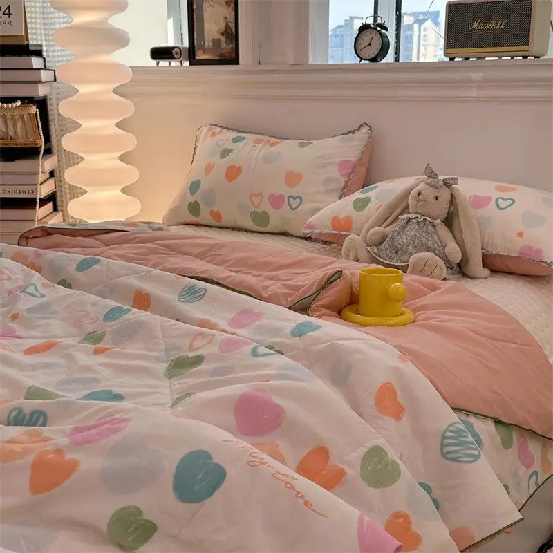 Rynx Floral Print Quilt Soft Skin-Friendly Breathable Summer Blanket with Ultrasonic Embossing Summer Machine Washable Bedspread