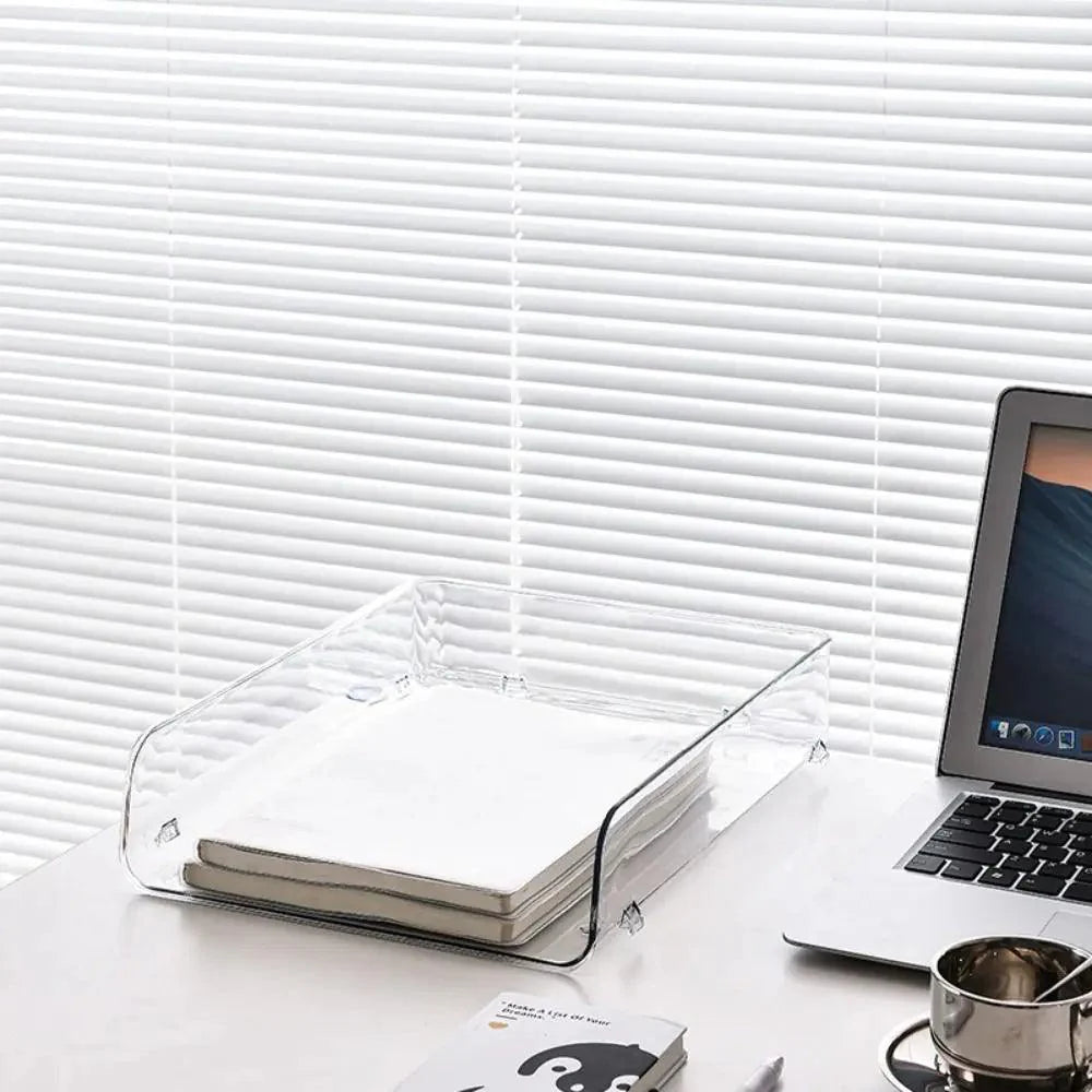 Lisslune | Transparent Acrylic A4 File Storage Organizer - Stackable Desktop Shelf for Papers and Magazines