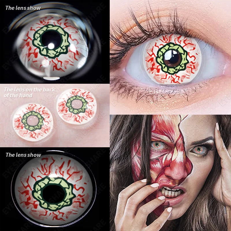 Rynx | 1 Pair Anime Color Contact Lenses for Eyes Yearly Red Lenses Black White Lenses Halloween Eye Lenses Cosplay Eye Contact Lenses