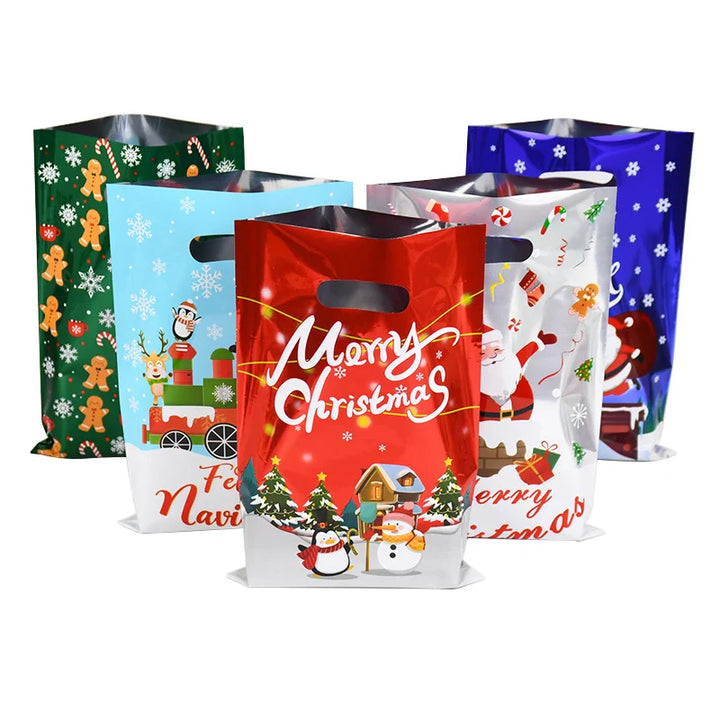 Rynx 10/30 Piece Christmas Gift Bags Cartoon Plastic Candy Cookie Packaging Bags 2024 Christmas Decoration for Home Kids New Year Gift 2025