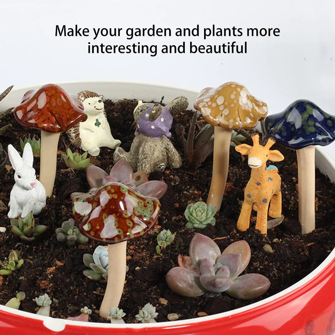 Rynx | 4 Piece Garden Mushroom Decorations Ceramic Fairy Mushroom Ornaments Realistic Mushroom Sculpture Color Accurate Fly Agaric