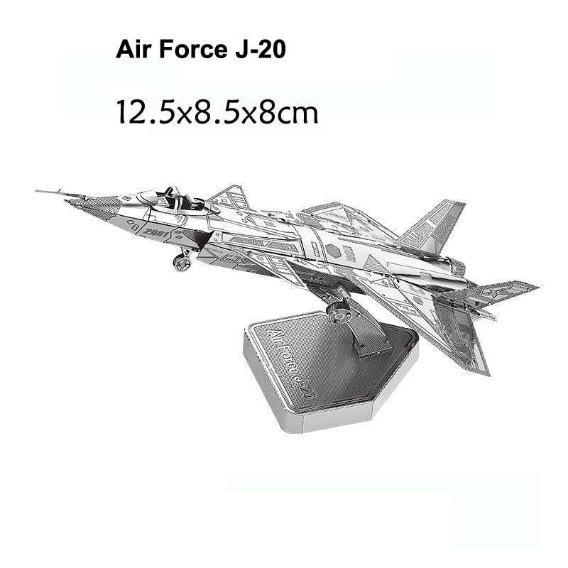 Lisslune | Stainless Steel 3D Jet Fighter Model Building Kit - Engaging DIY Puzzle for All Age Groups